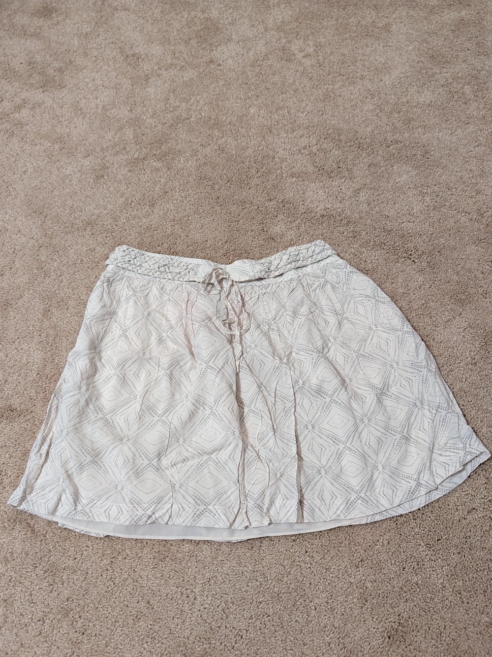 Club Monaco Cream Printed A-Line Skirt
